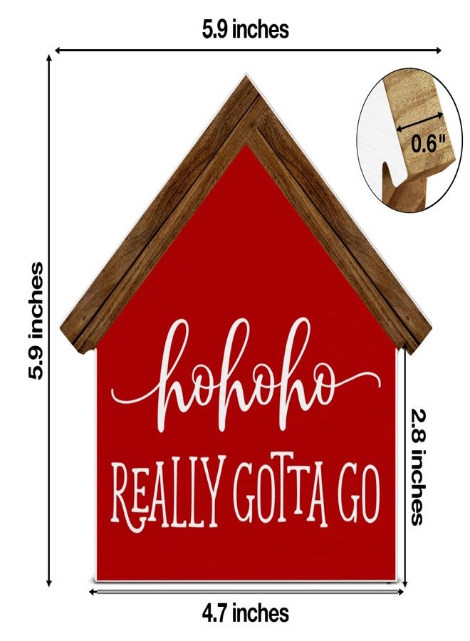 CIANMGD Christmas Bathroom Decor, Funny Ho Ho House Shaped Wood Sign, Christmas Restroom Bathroom Decorations for Farmhouse Home - Image 2